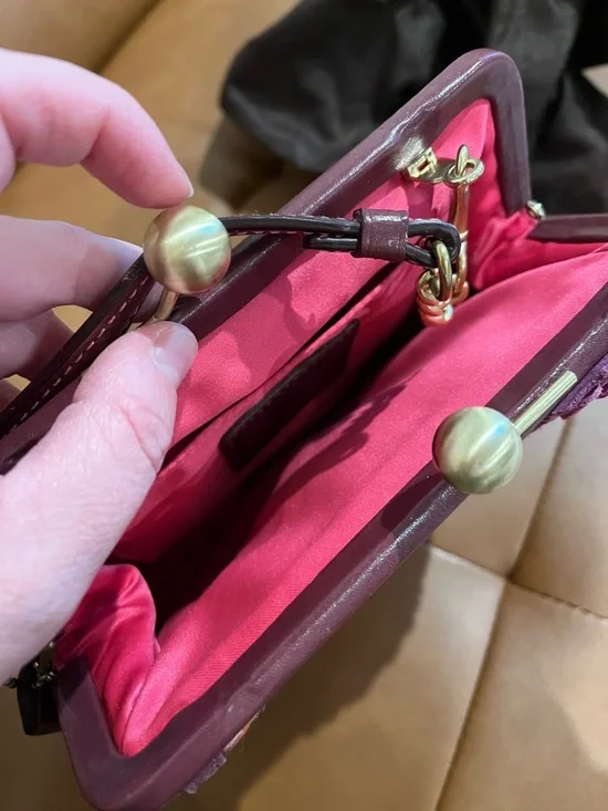 COACH Vintage Houndstooth Tweed & Suede Mini Kisslock Bag - Picture 6 of 11